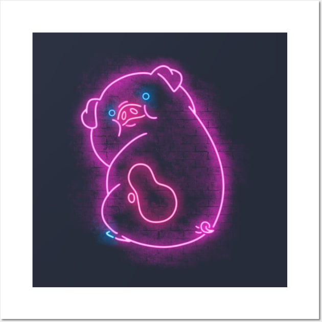 Neon pig Wall Art by Cromanart